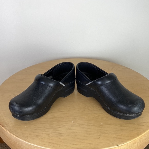 Dansko Black Platform Clog Mule EU 37 US 7 Business Casual Boho Leather Workwear - Picture 3 of 7